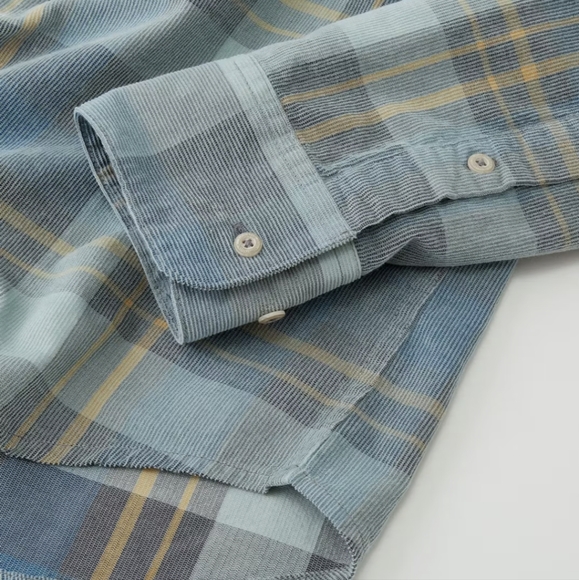Wellen Light Blue Corduroy Plaid Button Down Casual Shirt XXL organic cotton - Picture 5 of 16